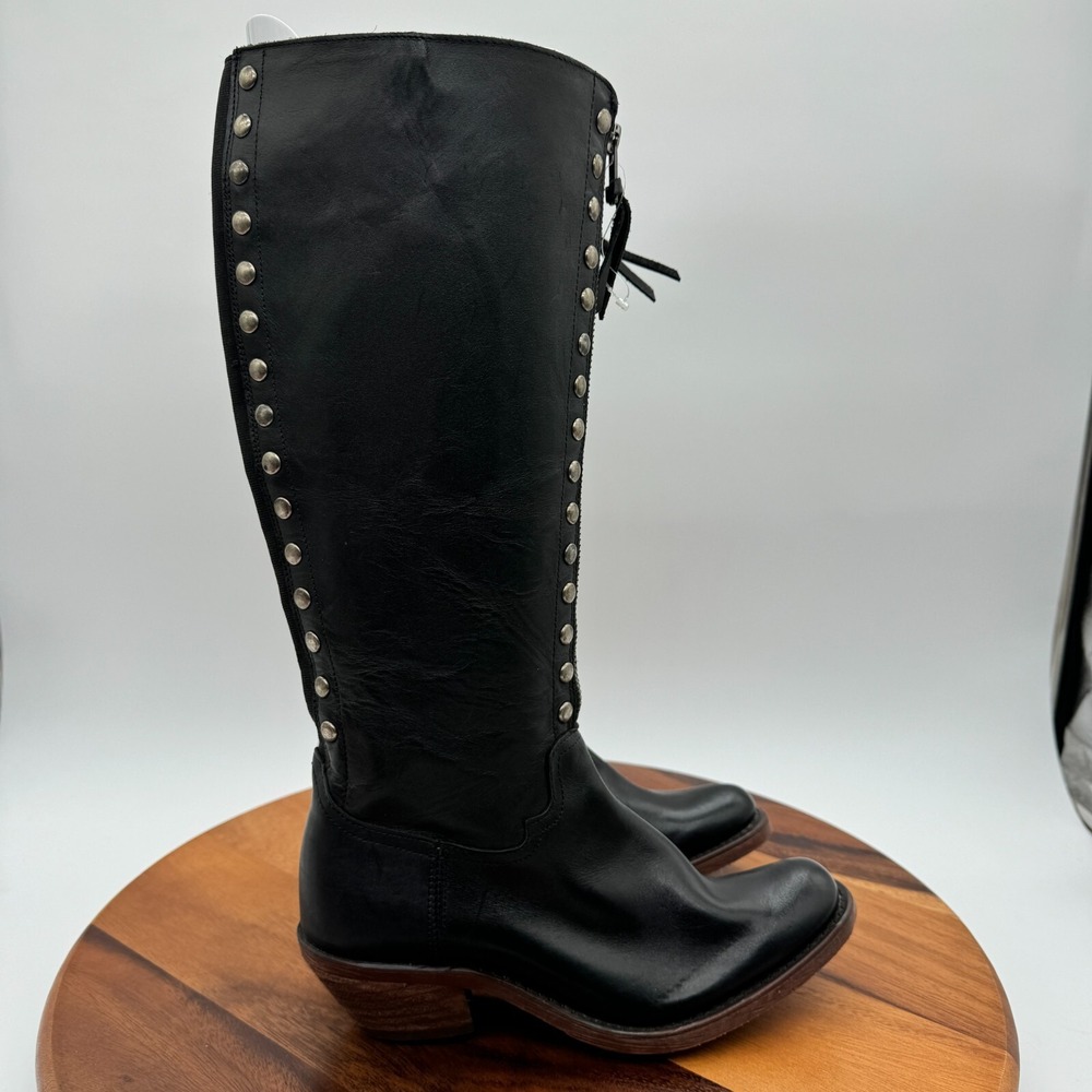 Reba by Justin Womens 5.5 Leslie Tall Western Boots Black Leather Cowboy Studded